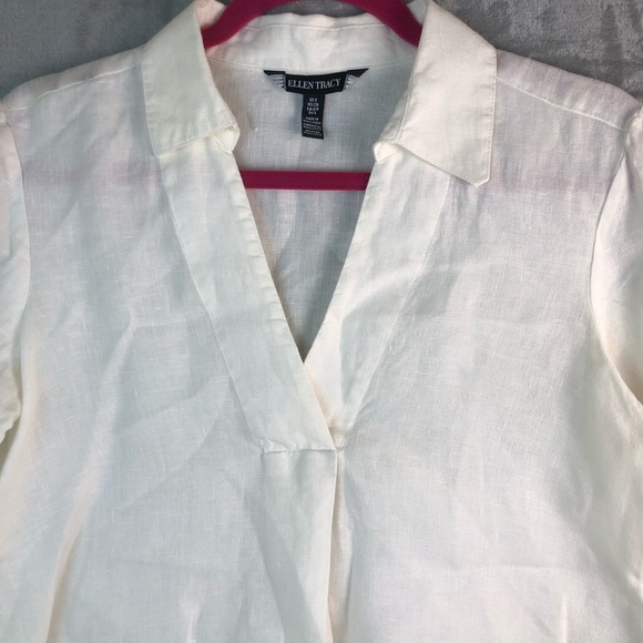 Ellen Tracy Linen V-Neck 3/4 Sleeve Tunic size S - Picture 2 of 9
